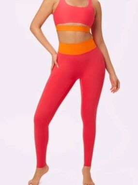Parade Sports+ Flex Leggings With Pockets Pink Orange Workout Gym Size Medium